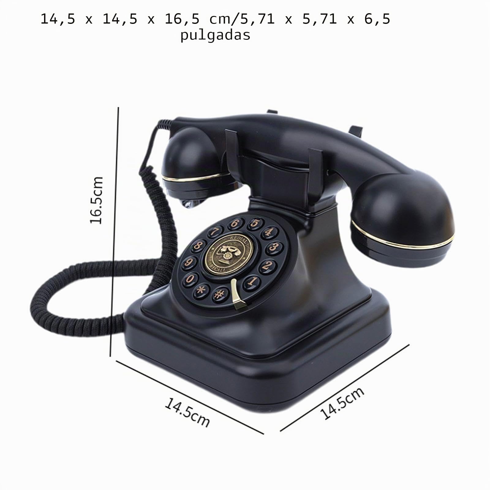 Teléfono con Audiolibro de Visitas, Diseño Retro con Dial Giratorio Y Grabadora de Voz para Ocasiones Especiales, Negro, Individual