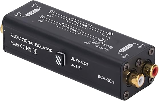 WALFRONT 2 Channel Ground Loop Noise Isolator,Sound Signal Filter, Hum Eliminator for Microphone Mixer Player,Isolation Voltage AC0V-1500V