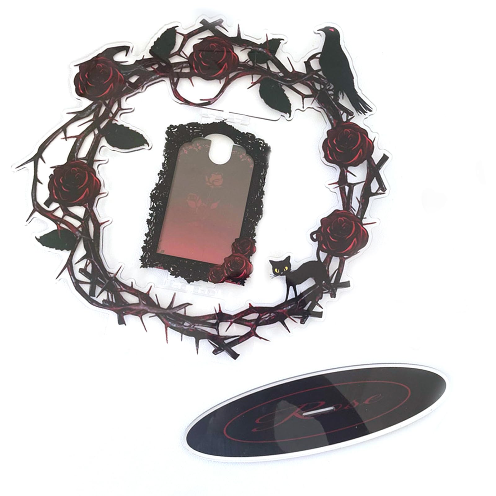 Cadre photo rotatif rose pour bureau - Support de carte acrylique - Texture acrylique - Convient pour la maison ou le bureau