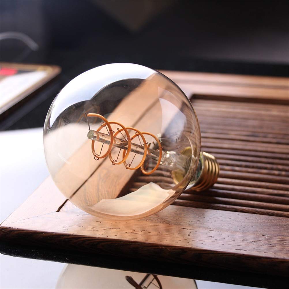 Bombilla, lámpara de filamento G95 Regulable, Bombilla Edison Espiral de 3 W, Globo ámbar, Bombilla LED de Cristal 2200 K/E27/220 V, Bombilla Decorativa Dorada, para el h