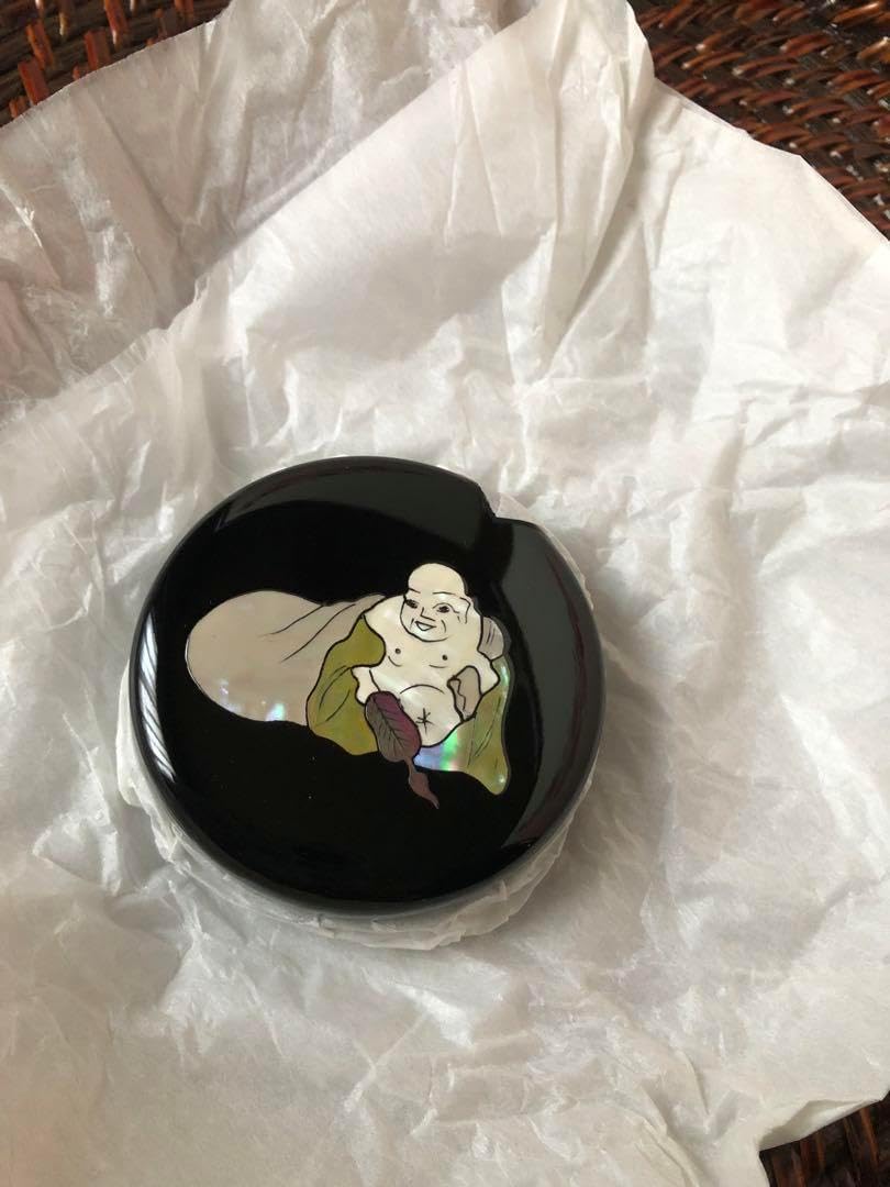 香合 貝入 布袋様 秀山 武蔵川秀山氏作 共箱入り 香合 貝入 布袋