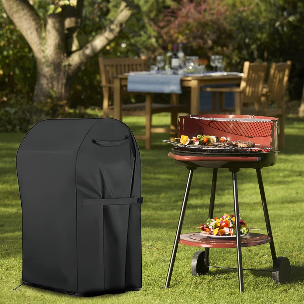 Copertura Barbecue Impermeabile Telo Protettivo per BBQ Grill Telo, Cover per Barbecue Piccolo Universale Esterno, PU Tessuto Oxford Anti UV Pioggia Polvere Sole Neve, 76x66x110cm