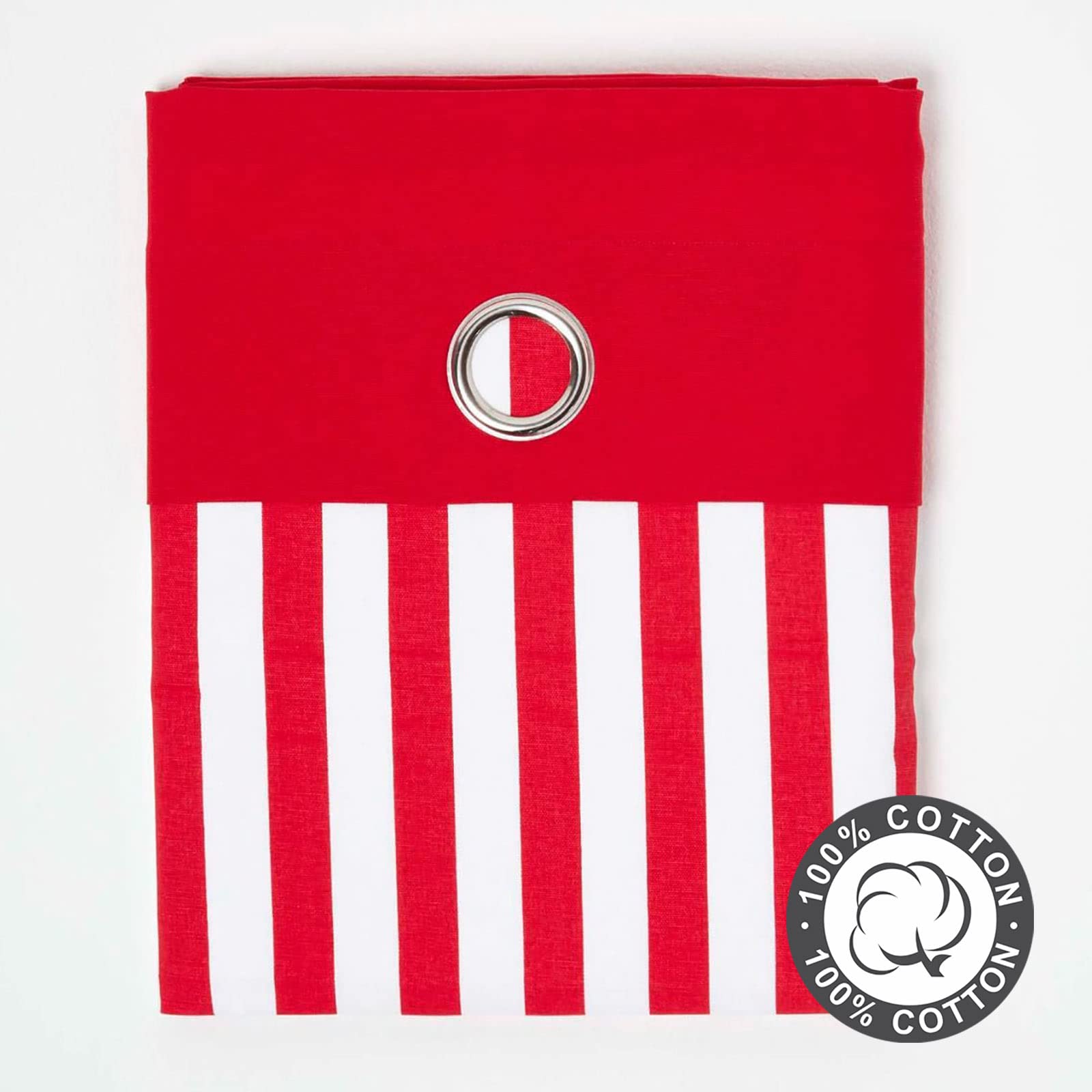 Homescapes 'Tenda"Thick Stripe. 100% cotone. Tenda della coppia. Colori: Rosso. Di facile manutenzione, lavabile a casa, Tessuto, multicolore, 137 x 228 cm