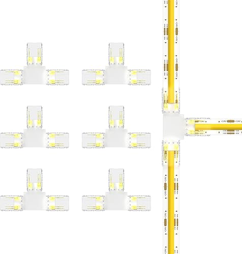 PAUTIX Conectores de 0.394 pulgadas, 6 conectores T, conexión de extensión de terminal sin soldadura para tiras de luces LED COB CCT de 3 pines, no