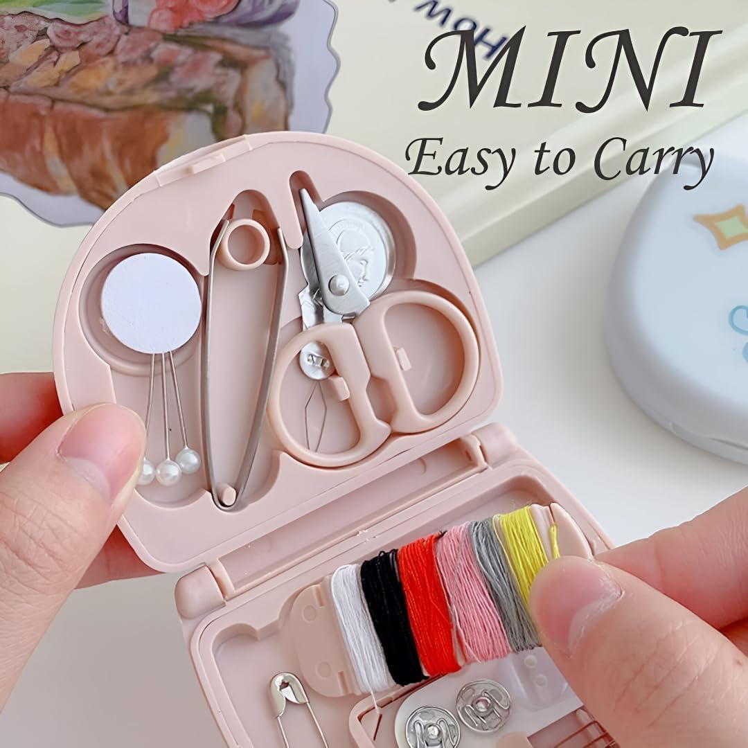 TAKASH Mini Travel Sewing Kit for Beginners, Pocket Folding Design, with Needle, Thread, Cotton, Pin, Scissors, Clip, Needle Threader, 1 Piece 2