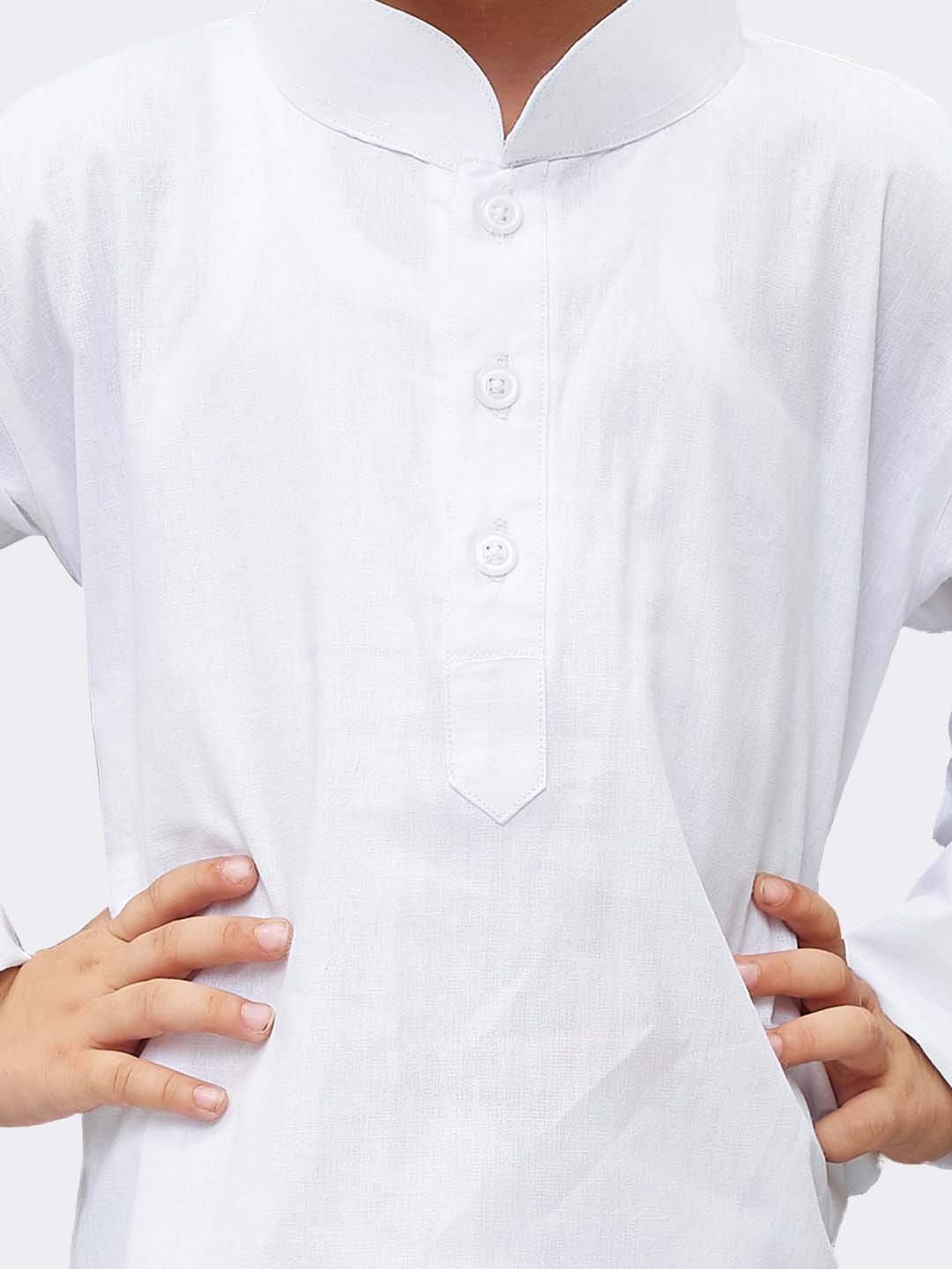 Vastramay Boys White Cotton Kurta Set For Independence Day Celebrations - Casual Festive Ethnic Wear With Full Sleeves