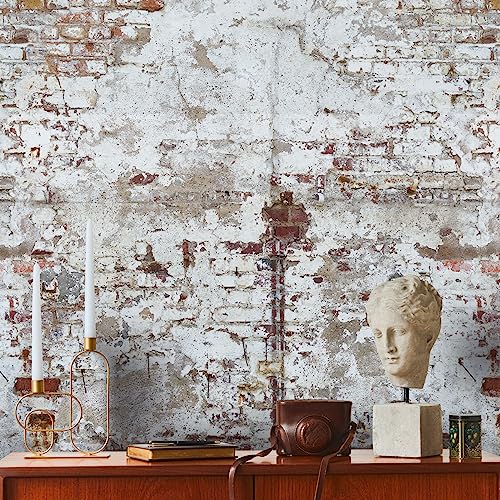 Livingwalls - Carta da parati in tessuto non tessuto, motivo pietra in bianco, grigio e marrone, per diverse stanze, XXL, 2,80 m x 1,59 m