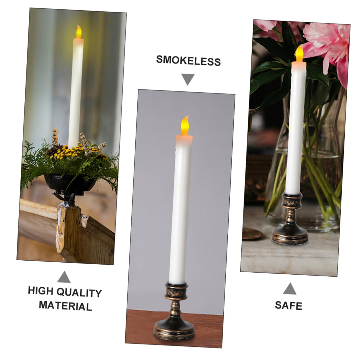 Tofficu 8 Pezzi elettronica candele senza per finestre luce elettronica a LED a batteria candele natalizie candele natale elettrica di a LED AbS bianca
