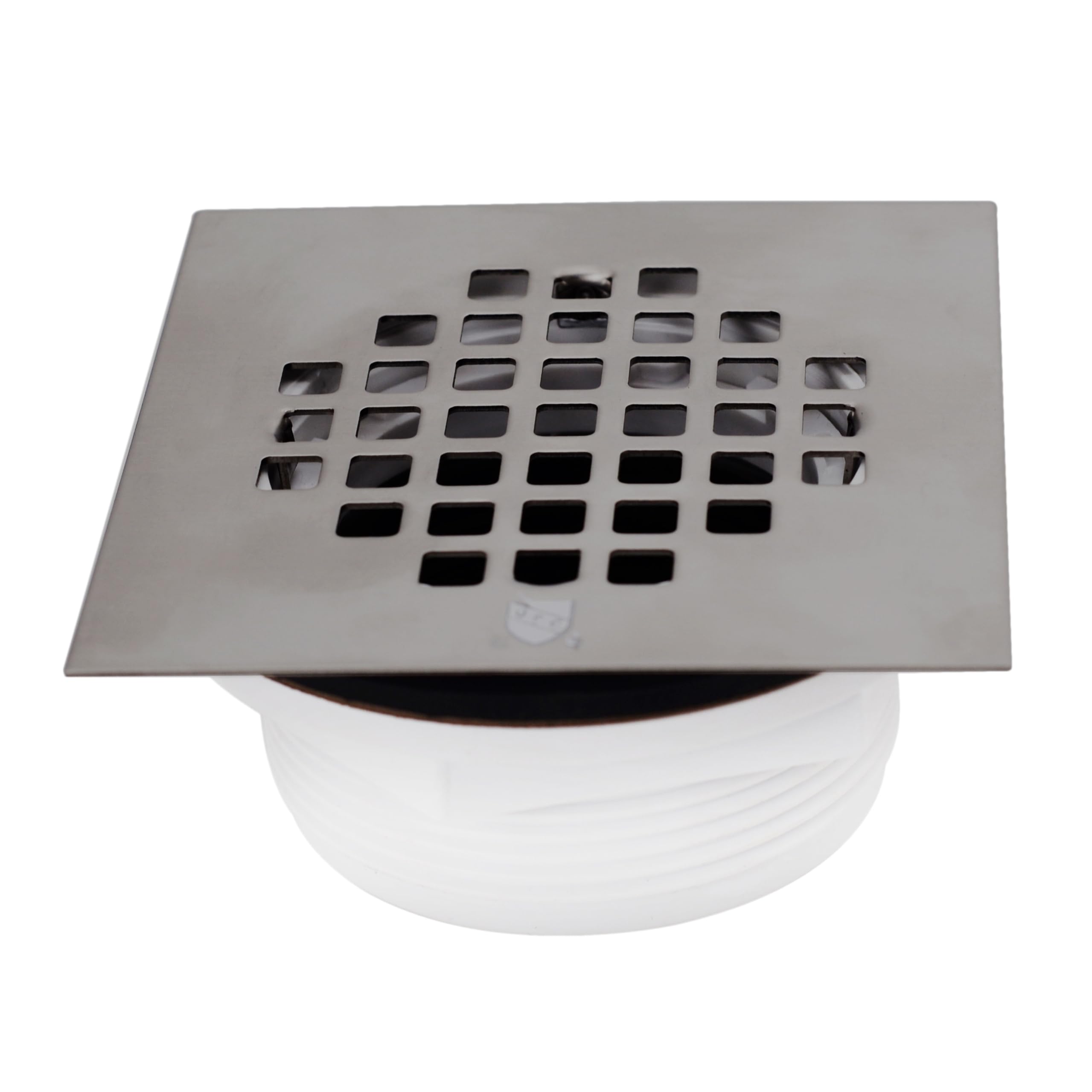 Westbrass A206PS-07 4-1/4" Square Grate Shower Drain Cover with 2" SCH 40 PVC Drain Pipe, Satin Nickel