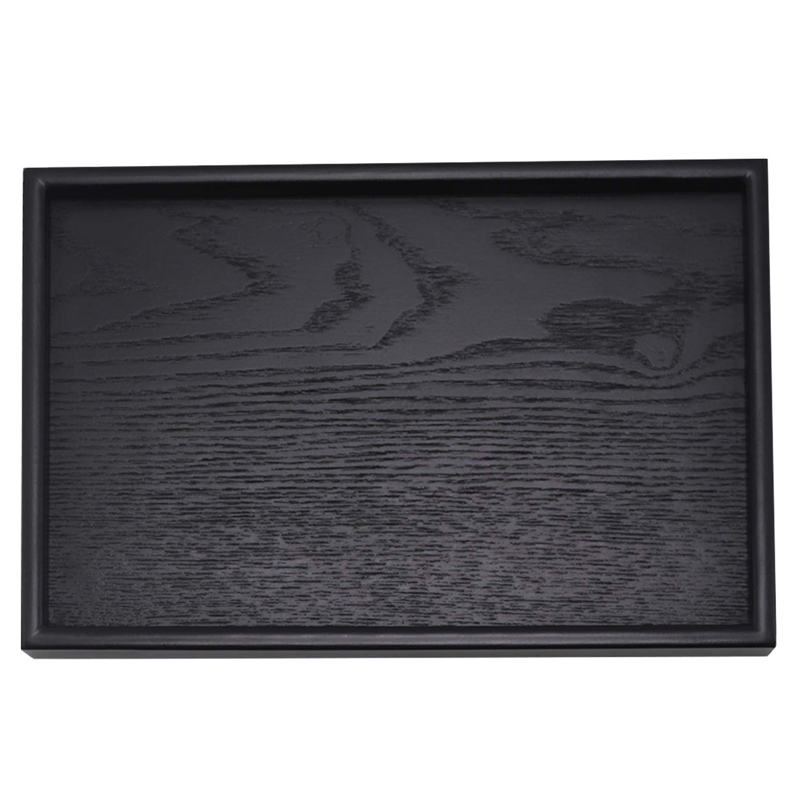 Benting Round/Rectangle Solid Wood Serving Tray Non-Slip Tea Coffee Snack Plate Food Meals Serving Tray with Raised Edges for Home Kitchen Restaurant (Rectangular)