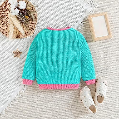 Kids Girls Knit Pullover Sweater Toddler Long Sleeve Crew Neck Contrast Casual Blouse Tees Fall Warmth Comfy Tops2