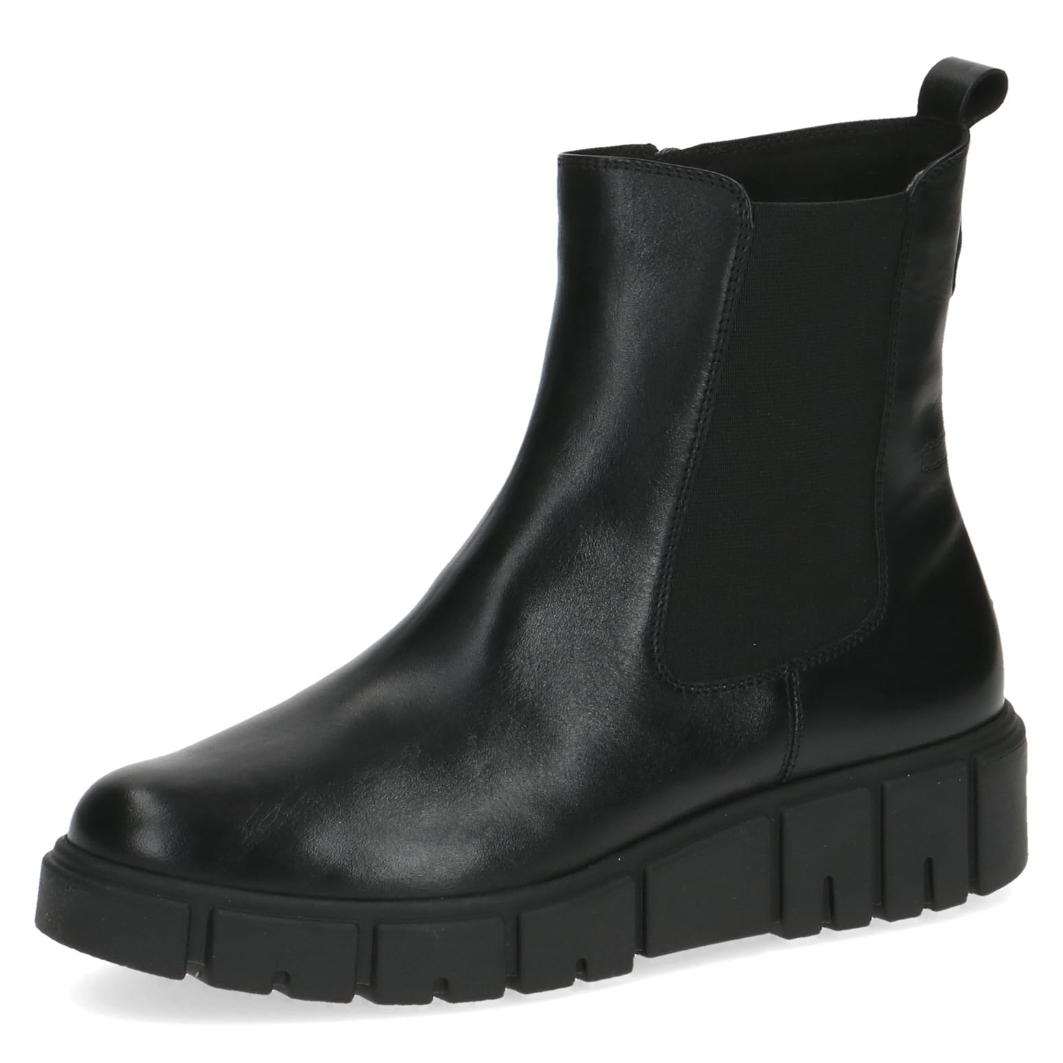 Caprice women's flat leather ankle boots with zipper, Black (Black Nappa), 6.5 UK