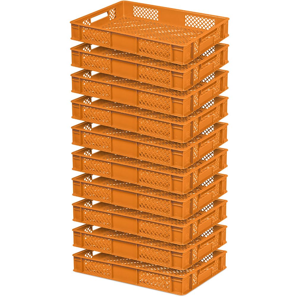 10 x pojemnik euro/pojemnik do układania w stos, dł. x szer. x wys. 600 x 400 x 90 mm, pojemność 15 litrów, pomarańczowy