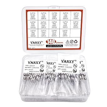 14Values 140Pcs Slow Blow Fuse 250V 3.6x10mm T0.5A T1A T1.5A T2A T2.5A T3A T3.15A T4A T5A T6.3A T8A T10A T15A T20A T Glass Fuse Axial Lead Time Delay