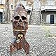 Asotagi Totenkopf Bombe, Kleine Rostige Atomische Explosion Kopf Dekor, Handgemachte Harz Schädel Bomb Dekorationen mit Graffiti und Atom Logos, Halloween Party Spukhaus Requisiten