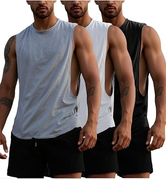Mens Gym Sleeveless Tank Top Workout Muscle Shirt Cut Open Quick Dry Bodybuilding Vest