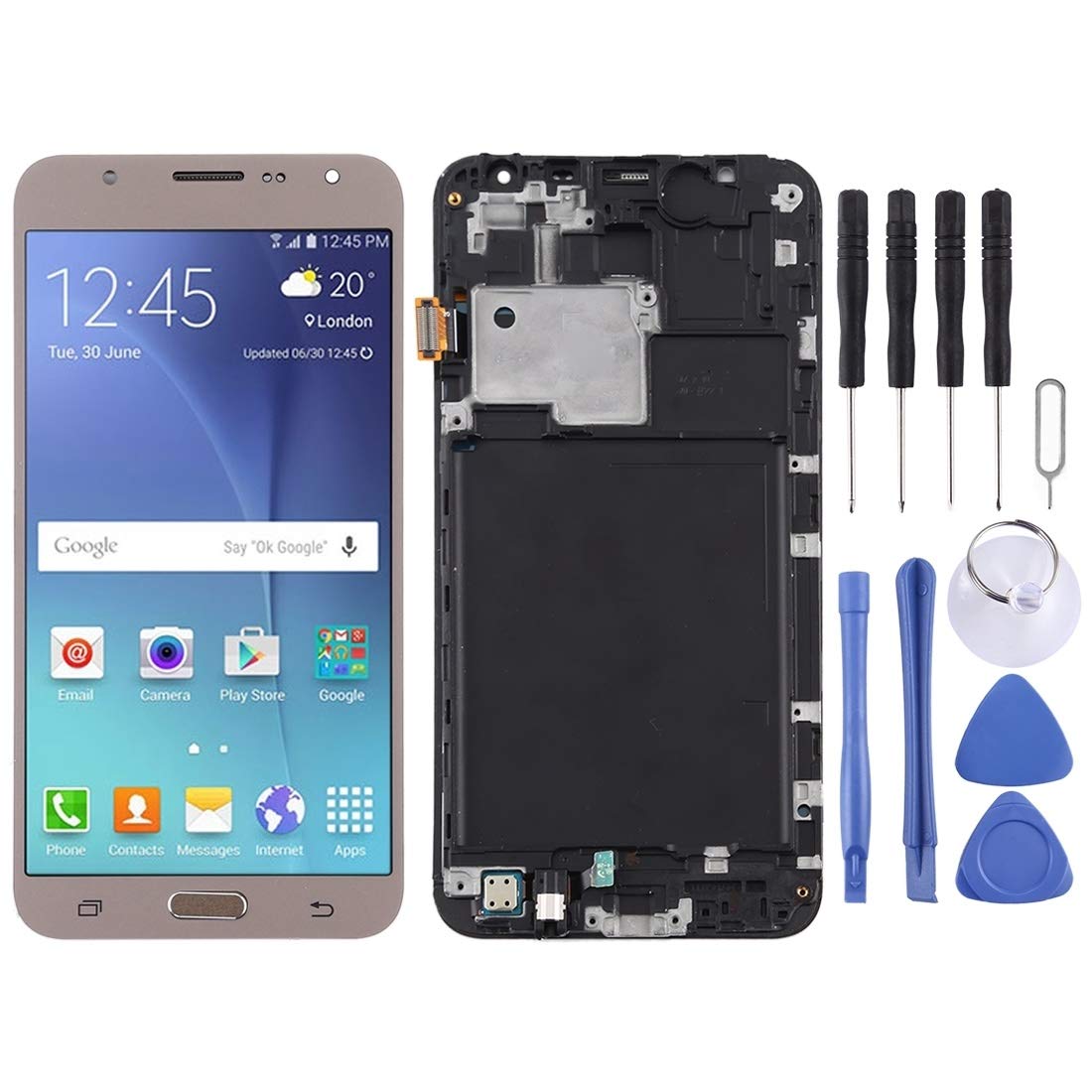 Écran LCD TFT pré-assemblé sur châssis pour Galaxy J7 2015 J700F Or