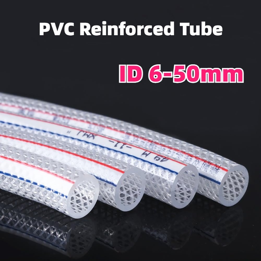 Manguera De Agua Trenzada Reforzada Con Fibra De PVC De 1m De Longitud, Tubo De Piel De Serpiente De Malla Transparente for Riego De Jardines Y Limpieza De Vehículos(32x38mm 1M)