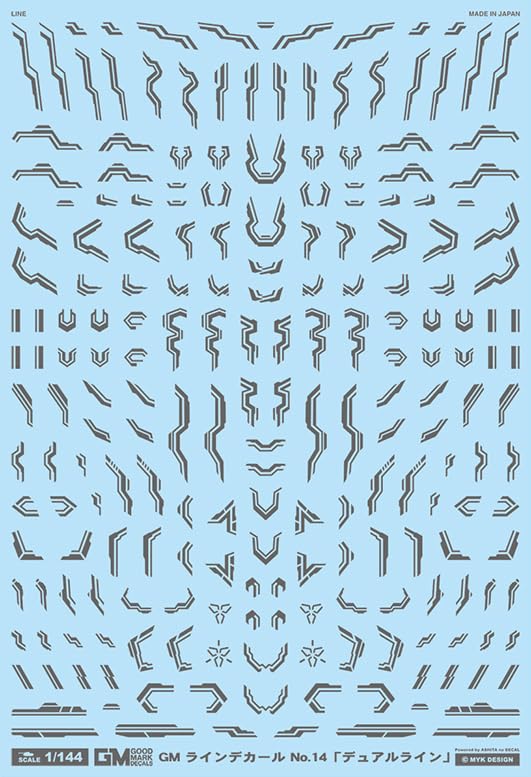 Decal 1/144 GM Line Decal #14 Dual Line gris oscuro y azul neón para maquetas de mechas