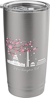 Washington DC Monuments Memorials Cherry Blossoms Stainless Steel Insulated Tumbler