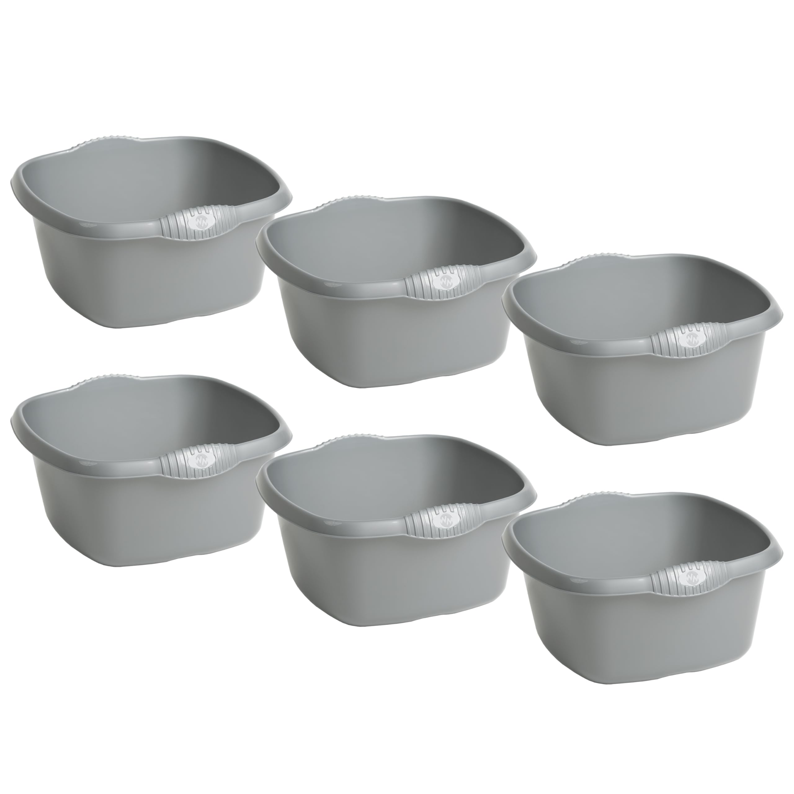 M1ss Silver Pack Of 6 Square Bowls 32Cm Washing Up Bowls Colour 9L Litre Capacity Perfect For Sink, Basin Premium Quality Plastic Strong And Durable For Daily Use