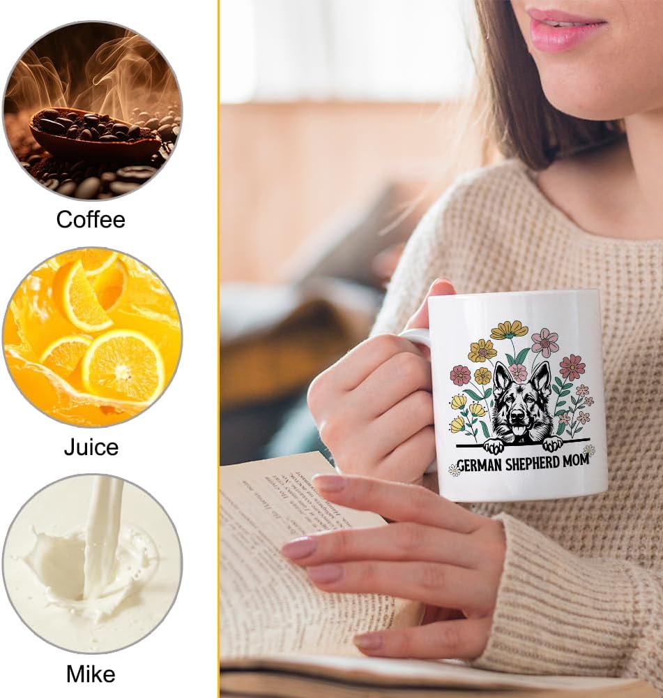 XQLZY German Shepherd Mom Coffee Mug, Funny German Shepherds Tea Cup Gifts for Dog Lovers, Gifts for German Shepherd Moms Owners Dogs Mom, Birthday Present for Dog Mother Aunt Sister Owners - Image 3