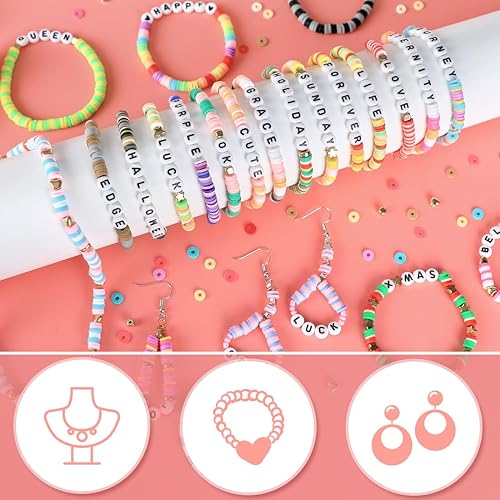 Miniatura 3 de Praisebank Juego de cuentas de arcilla, 4300 piezas multicolor, cuentas de arcilla polimérica, cuentas de letras, cuentas, kits de cuentas, cuentas