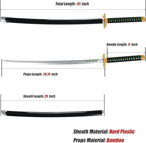 Miniatura 7 de Demon Slayer Sword 41inch,with Display Stand and Belt, Rengoku SwordTanjiro SwordZenitsu SwordAnime Original Texture,for Demon Slayer Cosplay and