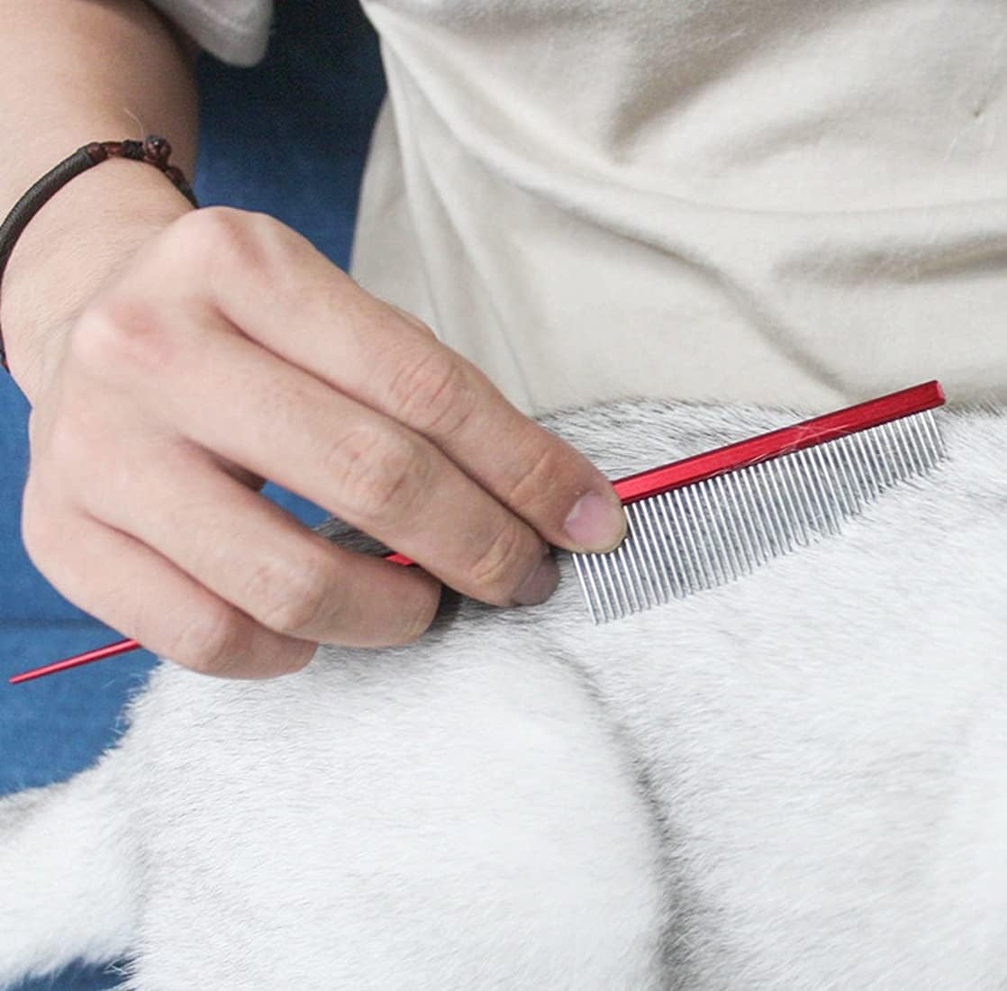 Pet Grooming Comb Rat Tail Comb Cat Hair Trimmer Combs Dog Hairstyle Comb Float Hair Removal Dematting for Cat & Dogs Cat Comb Dog Comb with Rounded Ends Pet Hair Comb for Home Grooming