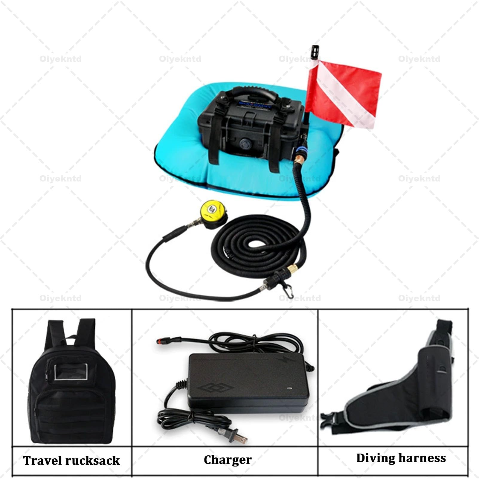 Ventilador de buceo recargable, respiración de buceo de 3/5,5 horas, tanque de buceo portátil, compresor de aire impermeable, para exploración submarina y pesca.,Green-40000mAh