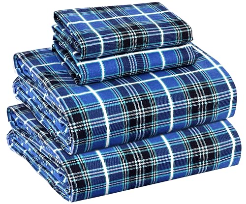 RUVANTI Flannel Sheets Queen Size - 100% Cotton Double Brushed