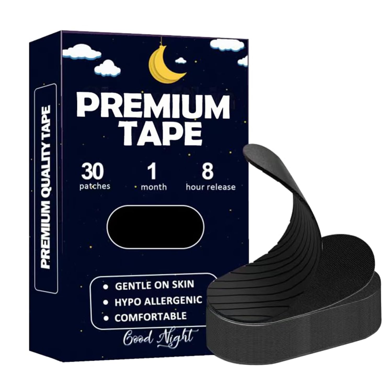 30 pack mouth tape for sleeping- pain free removal hypoallergenic latex free amp gentle on skin - latex free bowling finger protection tape