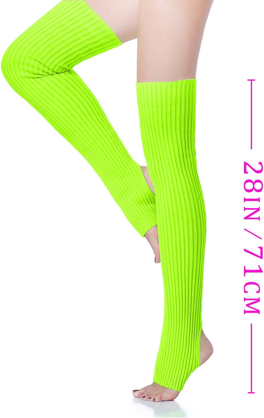 v28 Long Leg Warmer, Women’s Men 80s Party Ribbed Knit Dance Sports - Image 3