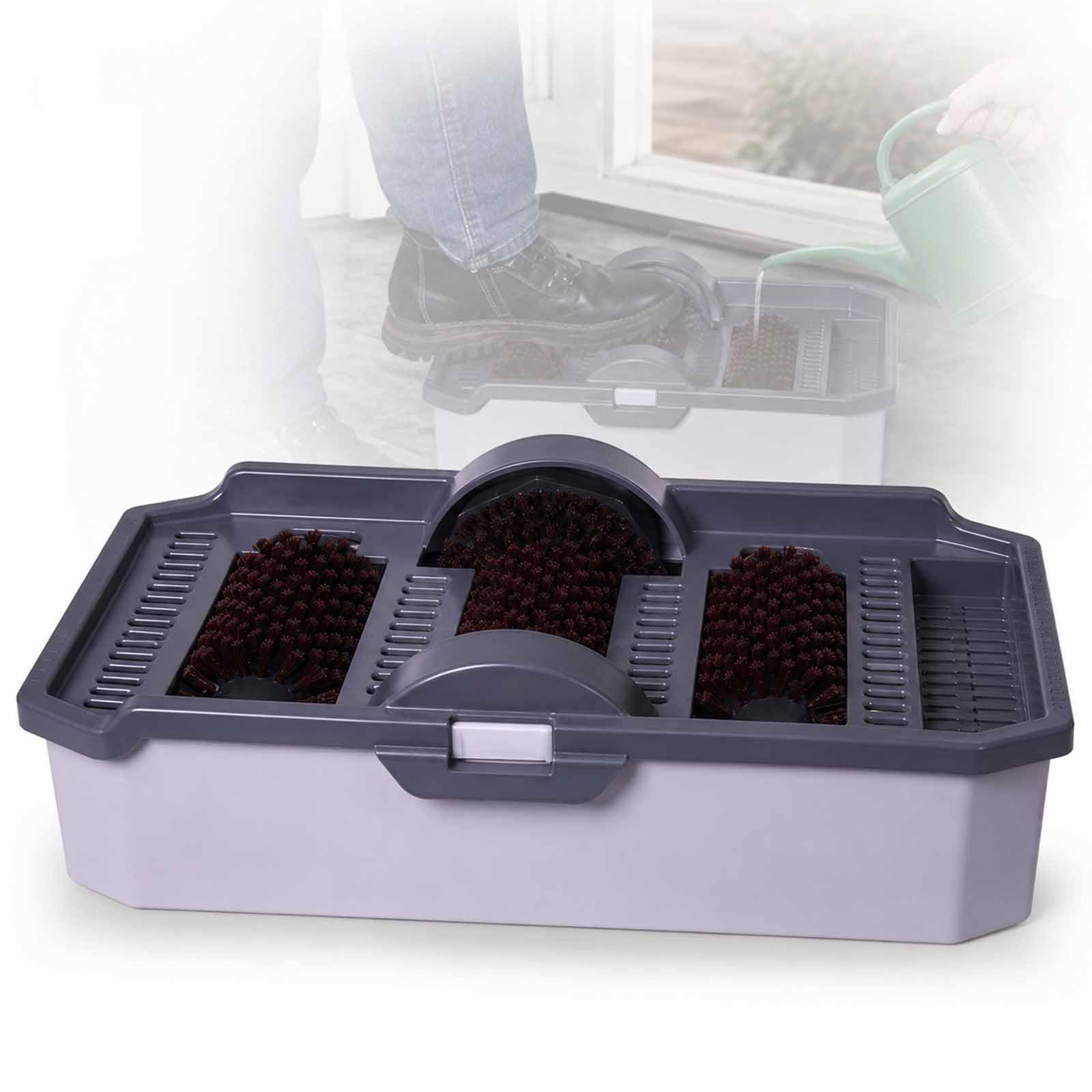 Limpiador De Calzado Antisalpicaduras para Entrada, Máquina De Autolimpieza De Suelas, Fregador De Botas Sin Electricidad, Gran Depósito, Cepillos Desmontables para Hogar Y Oficina