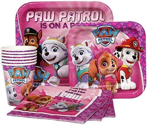 My Must Have Paw Patrol Pink Girl's Children Birthday Party Supplies Set Plates Napkins Cups Kit for 16