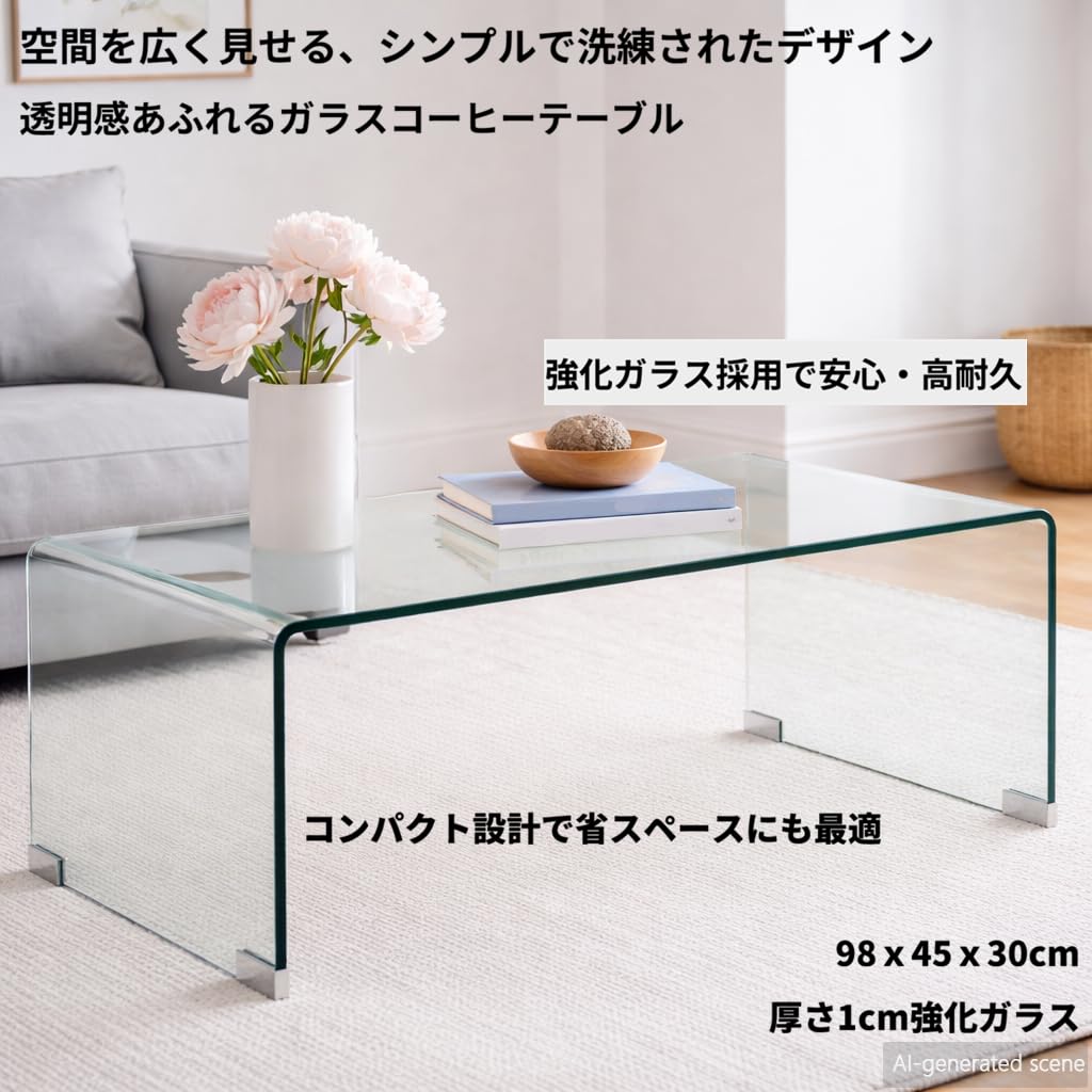 Amazon.co.jp: vidaXL コーヒーテーブル 98x45x30 cm 強化ガラス製