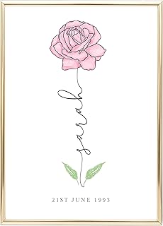 June Birthday Month Flower Print Personalised, UNFRAMED, June Birth Flower Gifts for Female Friend, Customised June Birthday Gifts for Girls, June Birth Flower Picture Custom