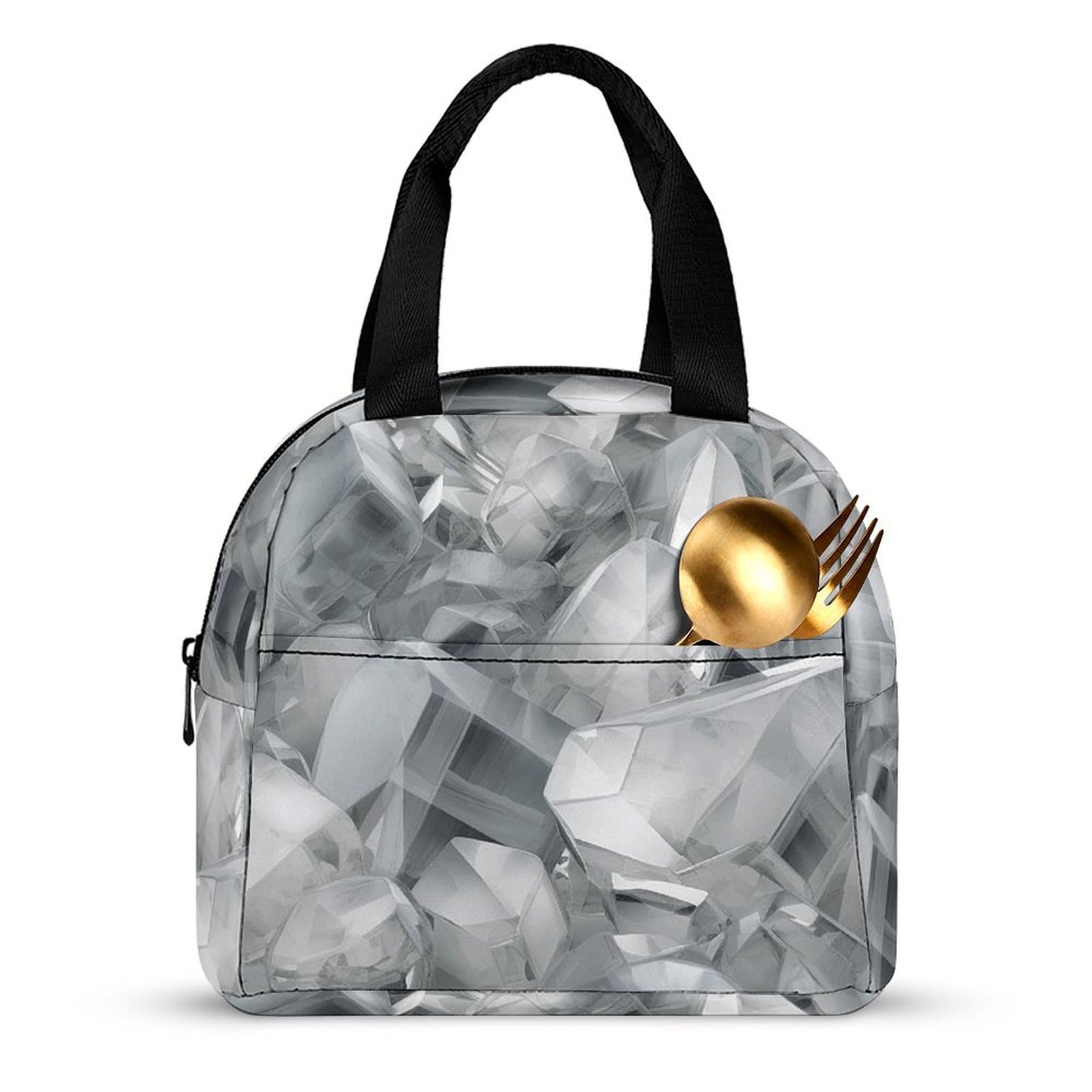 Amazon.com: QMKVBSN Insulated Lunch Box White And Silver  display picture 2