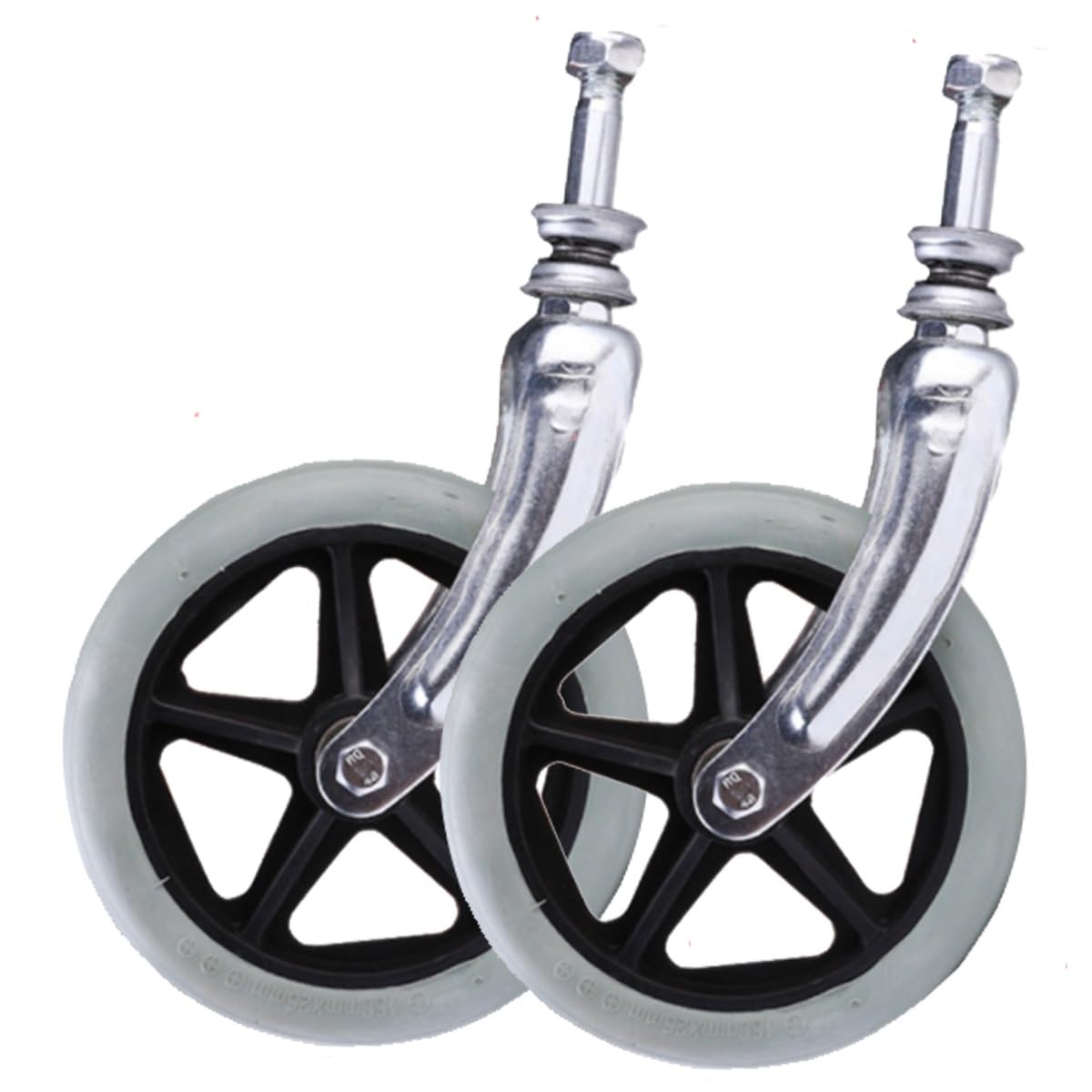 BEEGMA Wheelchair Accessories Caster with Steel Front Fork 6inch 7inch 8inch Solid Casters Grey Black Wheelchair Front Wheels 2 Pcs Replacement Castor Wheel(Gray,20cm-8in)