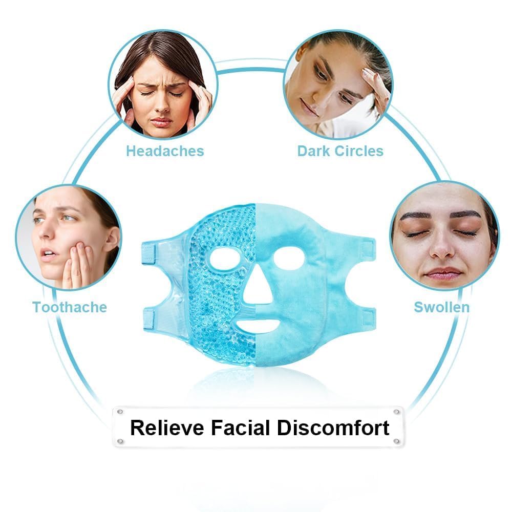 DARKFISH Ice Face Mask Cold Face Eye Mask, Ice Pack Reduce Face Puff, Dark Circles, Gel Beads Hot Heat Cold Compress Pack, Face SPA for Woman Sleeping, Pressure, Headaches, Skin Care 4
