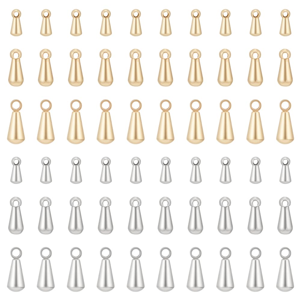 UNICRAFTALE 120 piezas 6 estilos Colgantes de Lágrima de Acero Inoxidable Extensión de Cadena Colgantes de Gota Perlas Colgantes con Bucle para la Fabricación de Joyería de Collares Artesanales