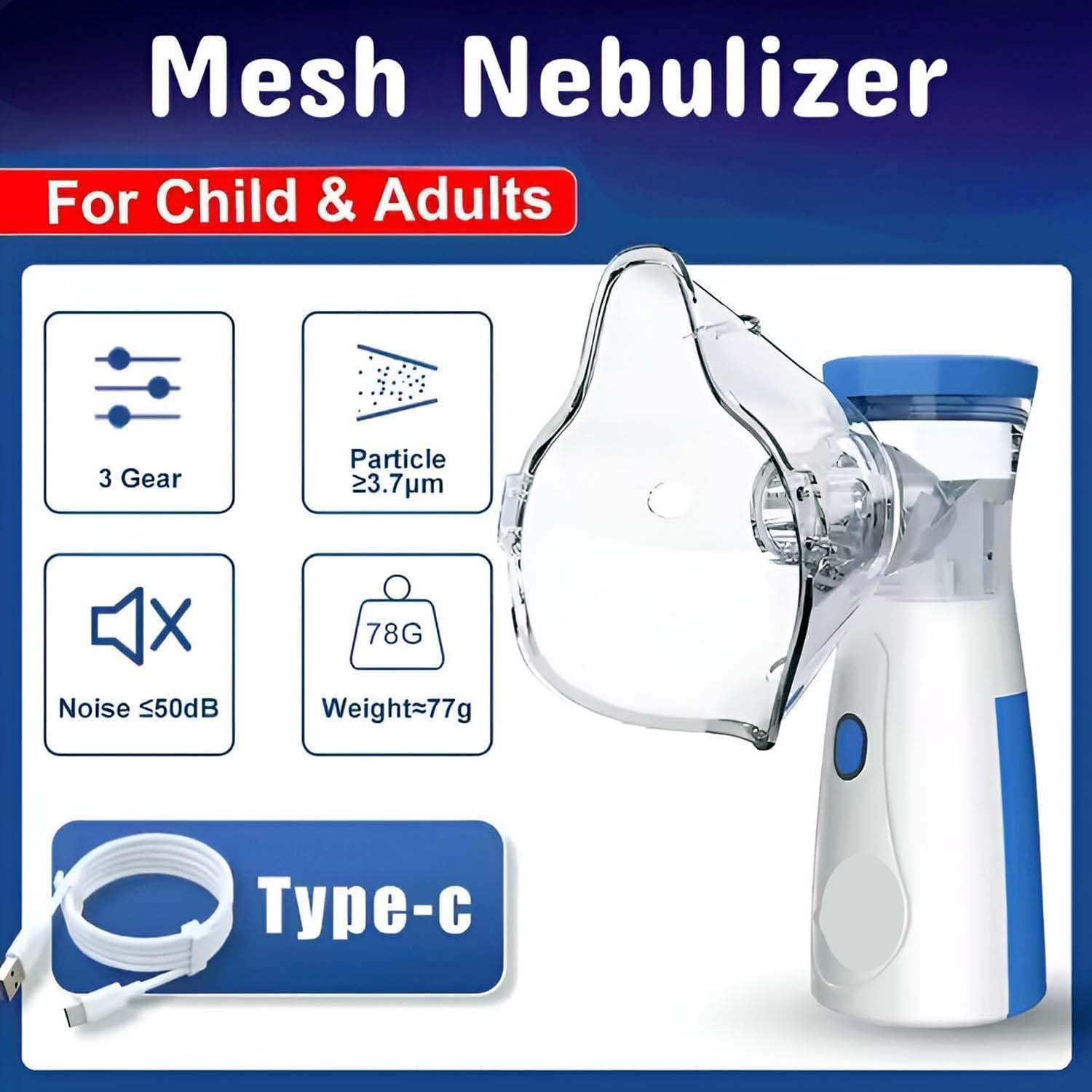 LANFFIA Portable Mesh Nebulizer, Silent and Compact Nebulizer Machine for Adult and Kids,Steam Inhaler for Cold and Cough -Quick Relief and Daily Use Vaporiser Wireless Vaporizer Machine With Respiratory Mask, Effective for Cough, Asthma, Sinusitis, and Bronchitis, - Image 7 thumbnail