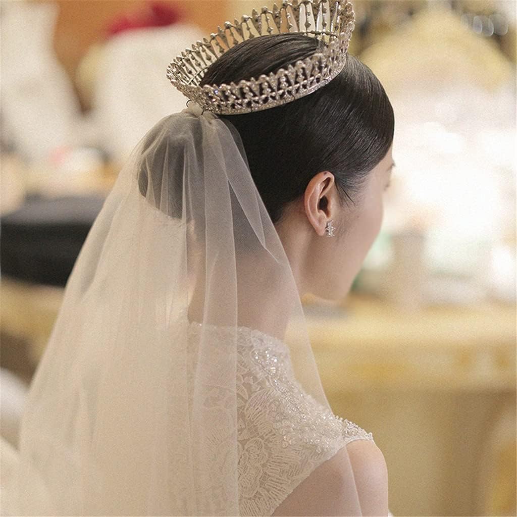 crown, Clear Crystal Rhinestones Women Handmade Hairwear Brides Diadem Pageant Party Crowns