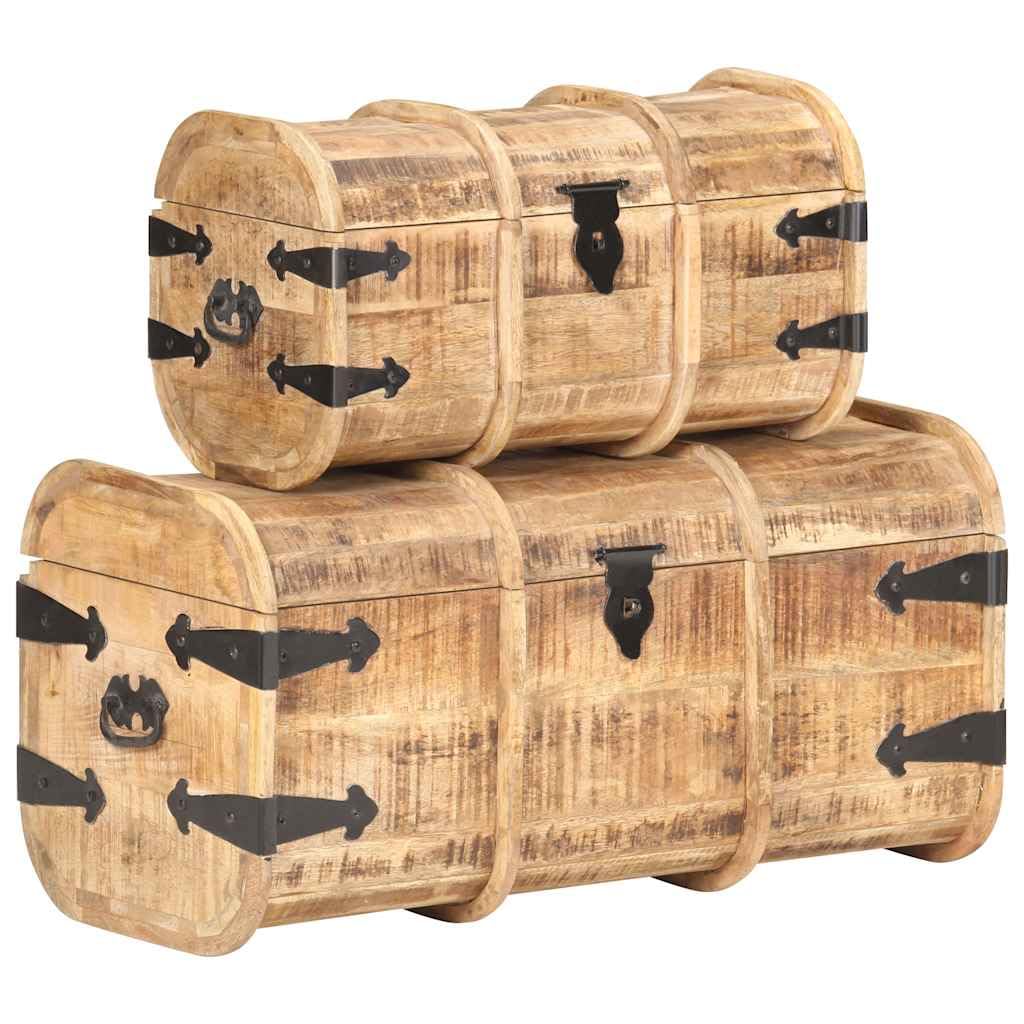 Juego de 2 baúles de madera maciza de mango