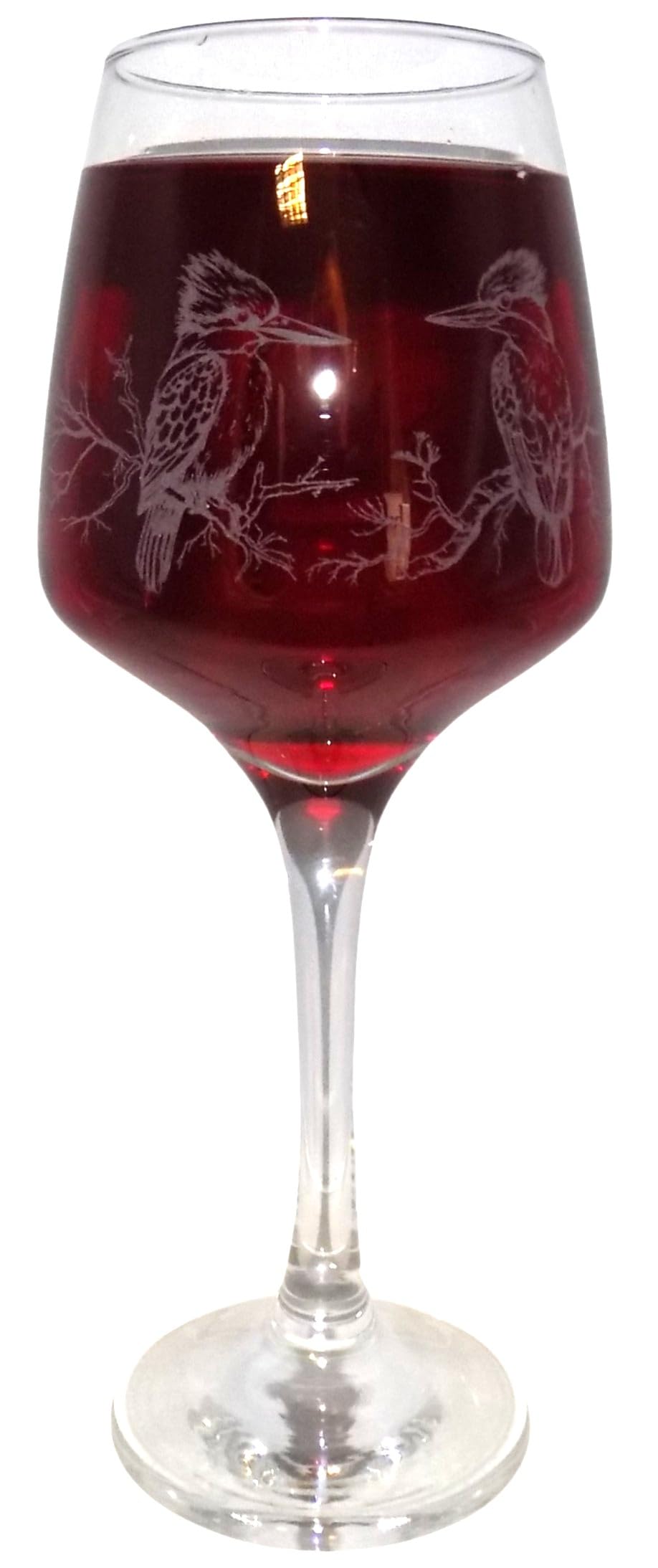 Kingfisher Engraved Stemmed Wine Glass