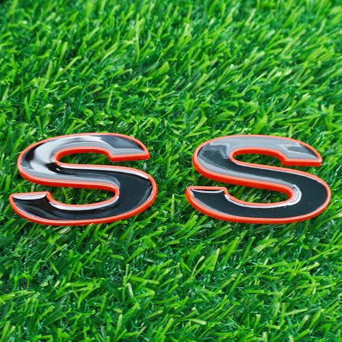 Emblema 3D para puerta lateral resistente a la intemperie con diseño SS y borde rojo 2