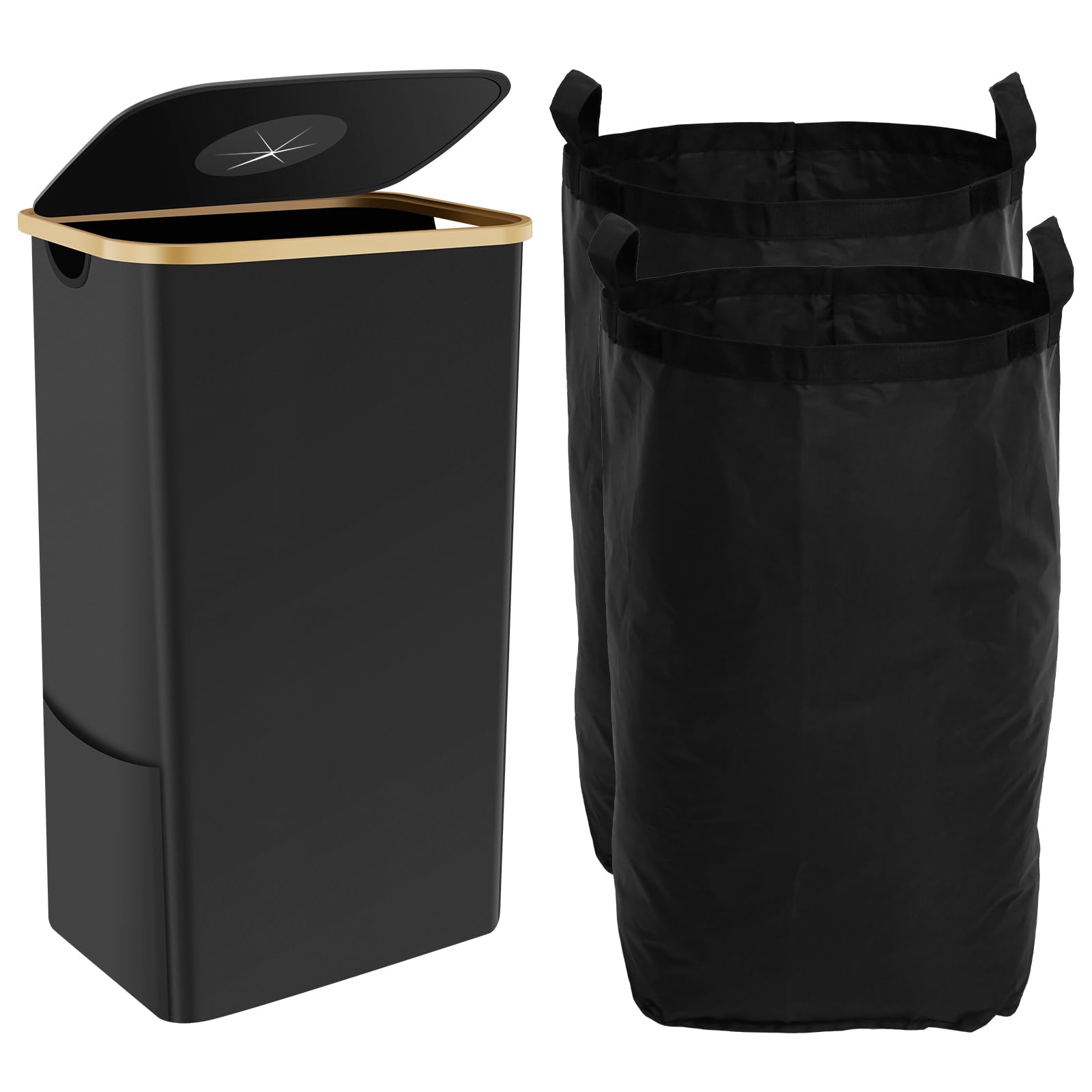 Recycling Bin, Large 28 Gallon Collection Container with Inner Bags, Portable Keeping-Tidy Recycle Storage Container with Lid, Reusable Bottle Collection Container for Home Kitchen Garage Apartment