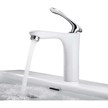 Cecipa Waschtischarmatur Mit LED & Herausziehbarem Auslauf – Badarmatur Silber/Schwarz – Wasserfall-Mischbatterie