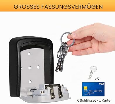 GRIFEMA Schlüsseltresor Wandmontage Wetterfest - Schlüsselsafe 4 Stellig Schlüsselbox mit Code Schlüsselkasten mit Zahlencode Robust Sicher Schlüsselversteck für Schlüssel Türkarte Zinklegierung