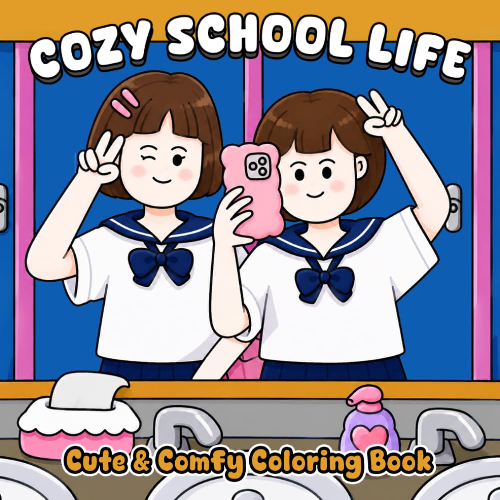 Cozy School Life Coloring Book: Friendship and Learning Coloring Pages Featuring Cozy Moments, Student Lifestyle, Study Sessions for Teens & Adults to Relax